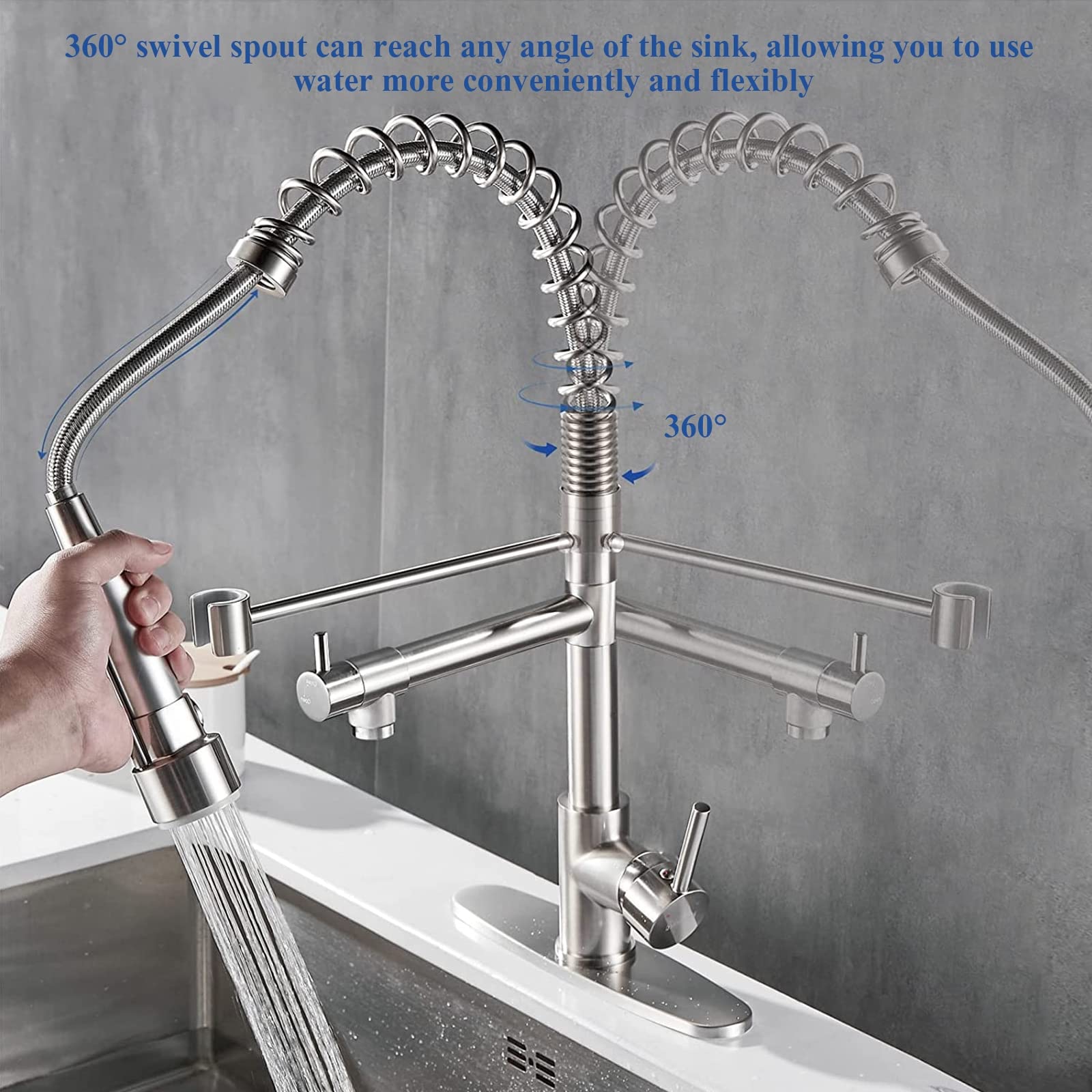 Amazon.co.jp: キッチン用水栓 ダブルレバー 混合栓 真ちゅう製の